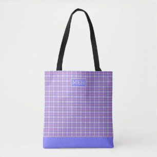 Blue Gray Tartan TI Mit Monogramm Tote Bag Tasche
