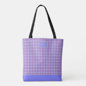 Blue Gray Tartan TI Mit Monogramm Tote Bag Tasche (Rückseite)