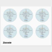 Blue Gray Taufe Son Danke Runder Aufkleber (Blatt)