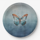 Blue Gray Texture Butterfly Pappteller (Vorderseite)