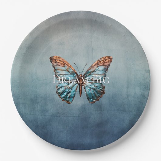 Blue Gray Texture Butterfly Pappteller (Vorderseite)