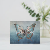 Blue Gray Texture Butterfly Postkarte (Stehend Vorderseite)