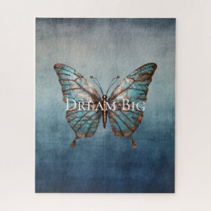 Blue Gray Texture Butterfly Puzzle