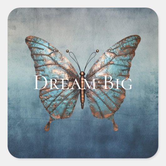 Blue Gray Texture Butterfly Quadratischer Aufkleber (Vorderseite)