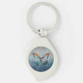 Blue Gray Texture Butterfly Schlüsselanhänger (Vorderseite)