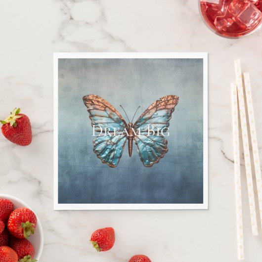 Blue Gray Texture Butterfly Serviette (Beispiel)
