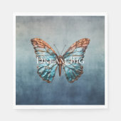 Blue Gray Texture Butterfly Serviette (Vorderseite)