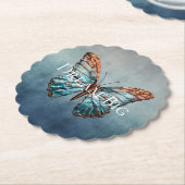 Blue Gray Texture Butterfly Untersetzer (angewinkelt)