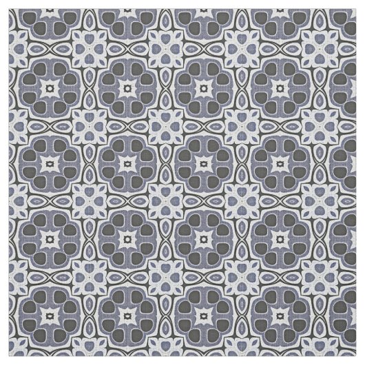 Blue Gray Violet Floral Bali Batik Muster Stoff (Muster)