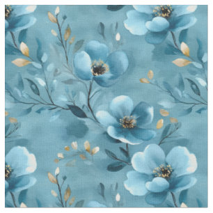 Blue Gray Watercolor Blume Stoff