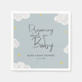 Blue Gray Watercolor Clouds Boy Baby Dusche Serviette