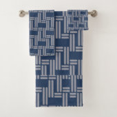 Blue Gray Weave Muster japanischer Stil Badhandtuch Set (Insitu)