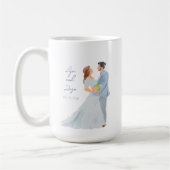 Blue Gray Wedding Couple personalized Mug w Date Kaffeetasse (Links)
