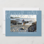 Blue Gray Wedding Foto Danke, Card Dankeskarte (Vorderseite)