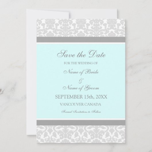 Blue Gray Wedding Save the Date Card (Vorderseite)