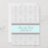 Blue Gray Wedding Save the Date Card (Rückseite)