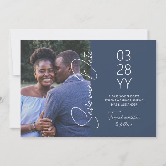 Blue-Gray Wedding Save the Date Einladung (Vorderseite)