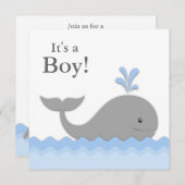 Blue Gray Whale Baby Dusche Einladung (Vorne/Hinten)