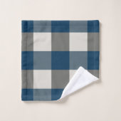 Blue Gray White Buffalo Karo Badhandtuch Set (Waschlappen)
