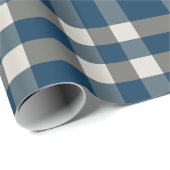 Blue Gray White Buffalo Karo Geschenkpapier (Rolleneckpunkt)