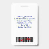 Blue Gray White Employee Foto ID Card Ausweis (Rückseite)