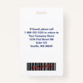 Blue Gray White Employee Foto ID Card Ausweis (Rückseite)