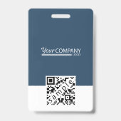 Blue-Gray White Employee Foto ID, Logo & QR Code Ausweis (Back)