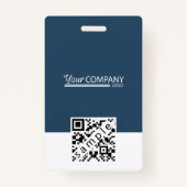Blue-Gray White Employee Foto ID, Logo & QR Code Ausweis (Rückseite)