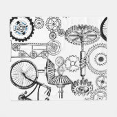 Blue Gray White Gears Steampunk Boys Dekoration Fl Fleecedecke (Vorderseite (Horizontal))