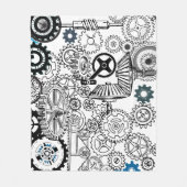 Blue Gray White Gears Steampunk Boys Dekoration Fl Fleecedecke (Vorderseite)