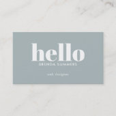 Blue Gray White Minimal Hallo Visitenkarte (Vorderseite)