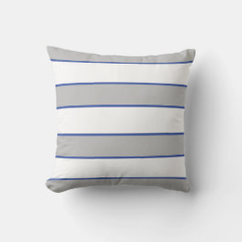Blue Gray White Nautical Elegante Moderne Streifen Kissen