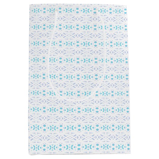 Blue Gray White Pastel Deko Pattern Baby Boy Gift Mittlere Geschenktüte (Vorderseite)