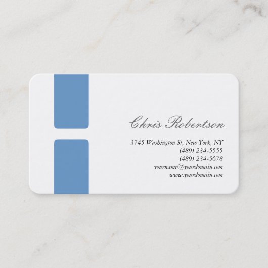 Blue-Gray White Round Corner Script Business Card Visitenkarte (Vorderseite)