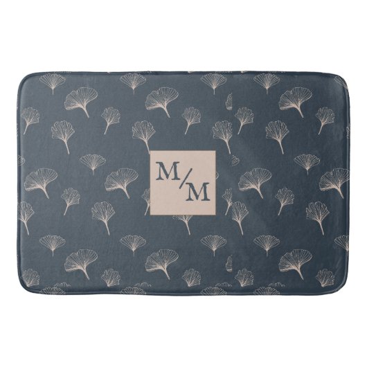 Blue Gray Wrotish Iron Gingko Badematte (Vorderseite)