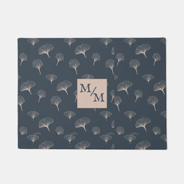 Blue Gray Wrotish Iron Gingko Fußmatte (Vorderseite)