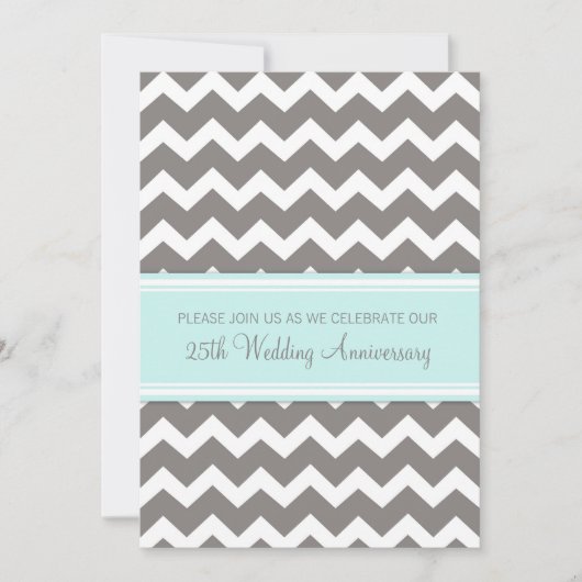 Blue Gray Zickzack 25 Jahre Einladung (Vorderseite)