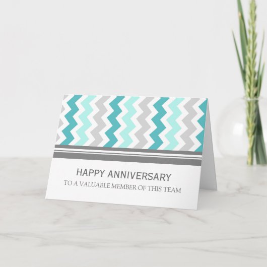 Blue Gray Zickzack Anniversary Card Karte (Vorderseite)