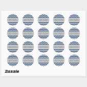 Blue Gray Zickzack Baby Shower Pflegeaufkleber Runder Aufkleber (Blatt)