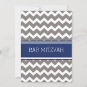 Blue Gray Zickzack Bar Mitzvah Einladungen (Vorderseite)