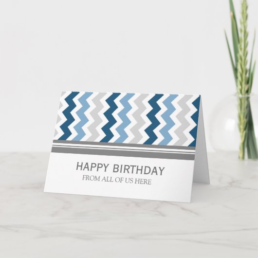 Blue Gray Zickzack Business von Group Birthday Karte (Vorderseite)