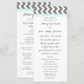 Blue Gray Zickzack Wedding Program Programm (Vorne/Hinten)