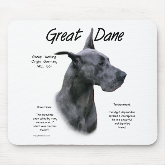 Blue Great Dane History Design Mousepad (Vorne)