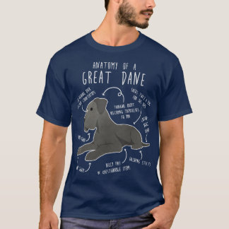 Blue Great Dane Hund Anatomie T-Shirt