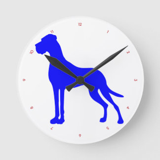 Blue Great Dane Runde Wanduhr