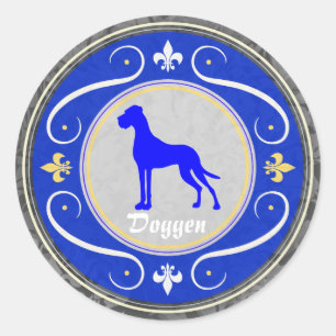 Blue Great Dane Runder Aufkleber