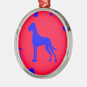 Blue Great Dane Silbernes Ornament (Links)