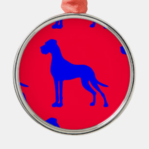 Blue Great Dane Silbernes Ornament