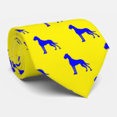 Blue Great Dane Silhouette Neck Tie Krawatte (Gerollt)