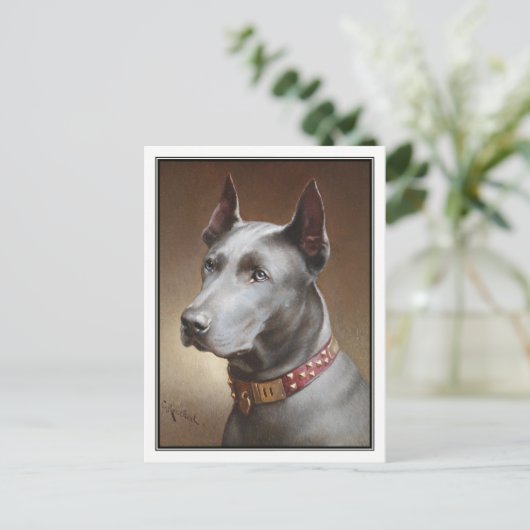 Blue Great Dane von Carl Reichert Postkarte (Stehend Vorderseite)